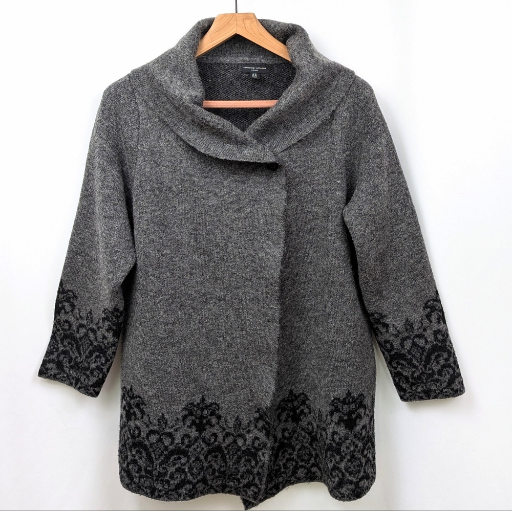 Adrienne Vittadini Cardigan Sweater Coat Shawl Collar Wool Blend Open Front 1X